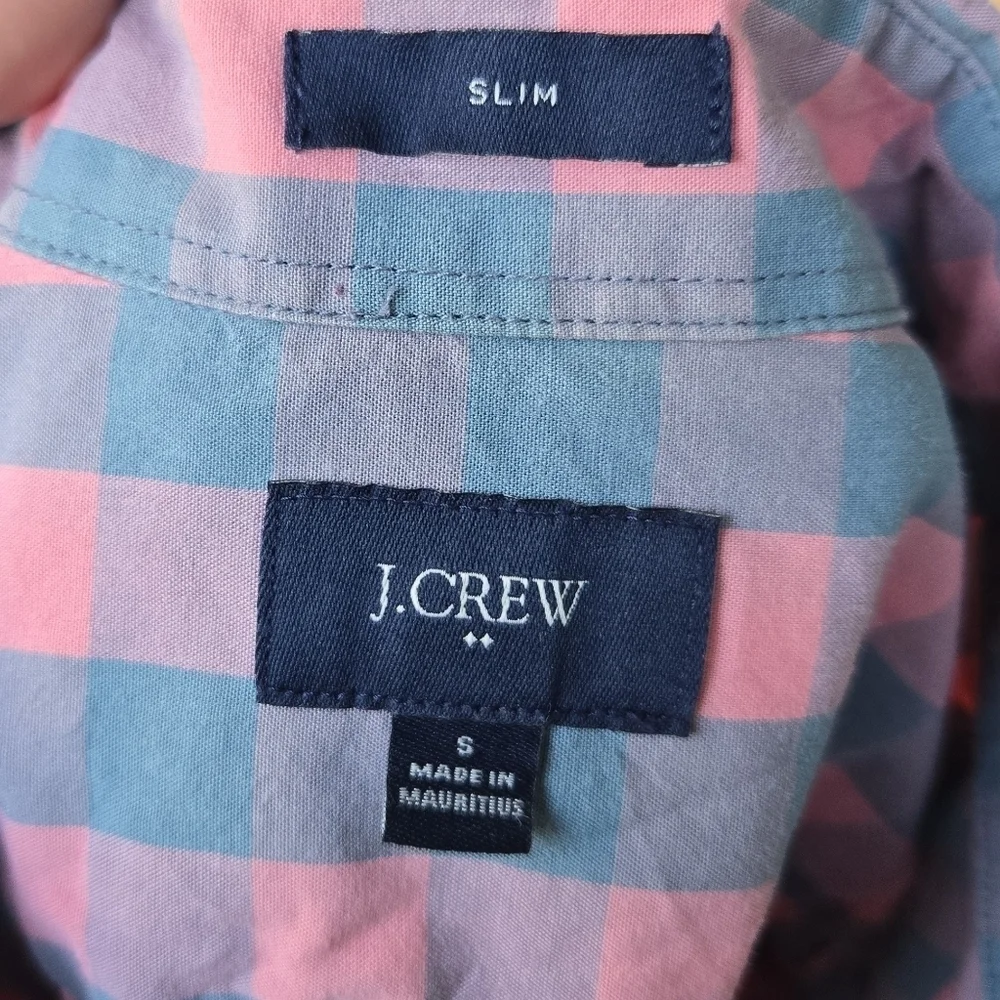 J. Crew Mens Slim 100% Cotton Fit Long Sleeve Plaid Button Down Shirt SZ Small